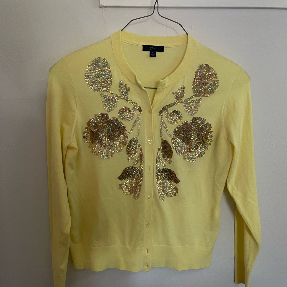 Sequin floral embroidered cotton Jackie Cardigan Large